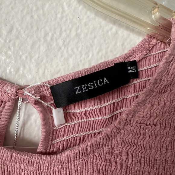 ZESICA Women’s Boho Flounce Sleeve Pull On Pink Medium Maxi Dress BNWT - Picture 4 of 8